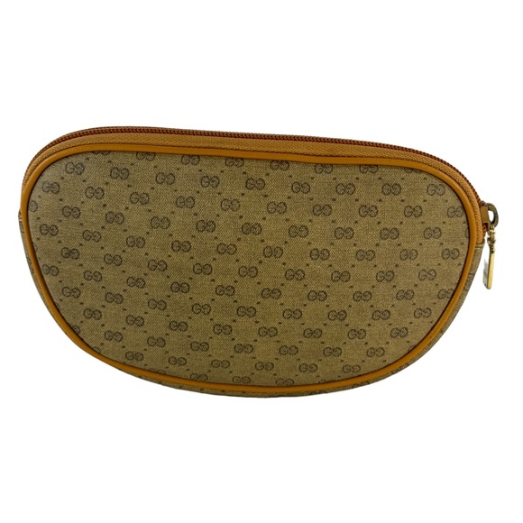 70's GUCCI Beige Canvas Micro Supreme GG Pattern Makeup Pouch Bag Authenticated - Picture 1 of 15